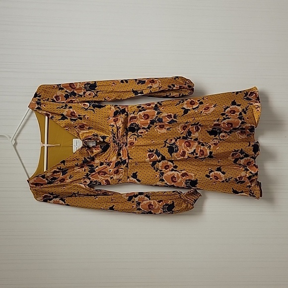 Free People women's morning light floral ruched dress sz 2. Fall New With Tags - Picture 3 of 7